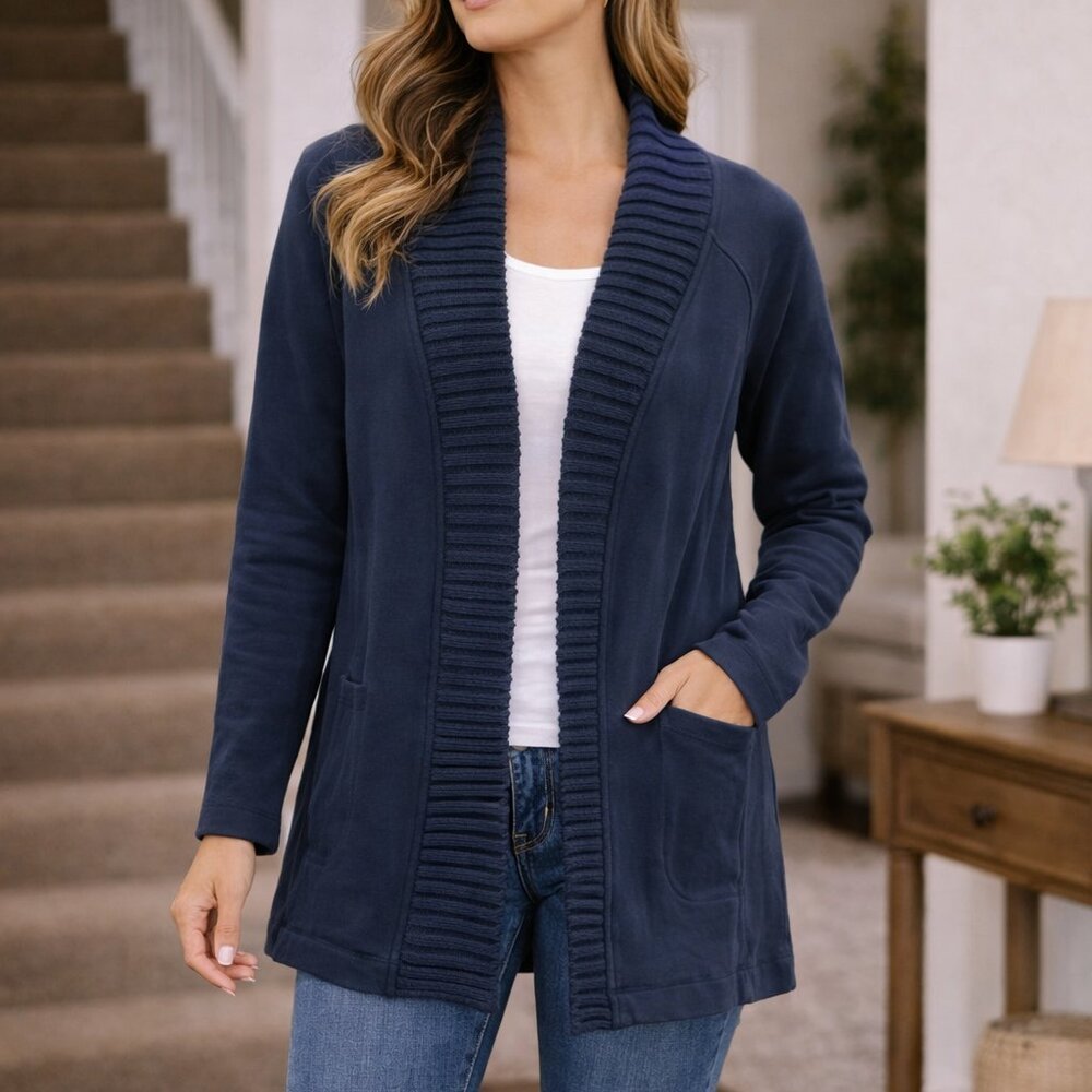 Lululemon Navy Blue Ribbed Collar Cardigan Size 10